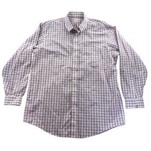 Brooks Brothers 346 Men's Dress Shirt 17.5 Neck Size Red Plaid Button-Down Top